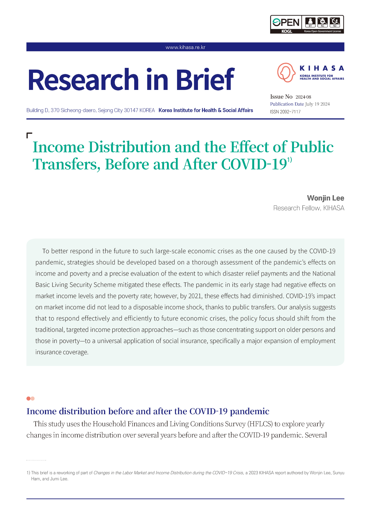 Income Distribution and the Effect of Public Transfers, Before and After COVID-19